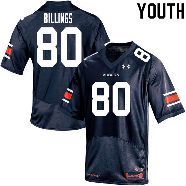 Youth Auburn Tigers #80 Jackson Billings Navy 2020 College Stitched Football Jersey